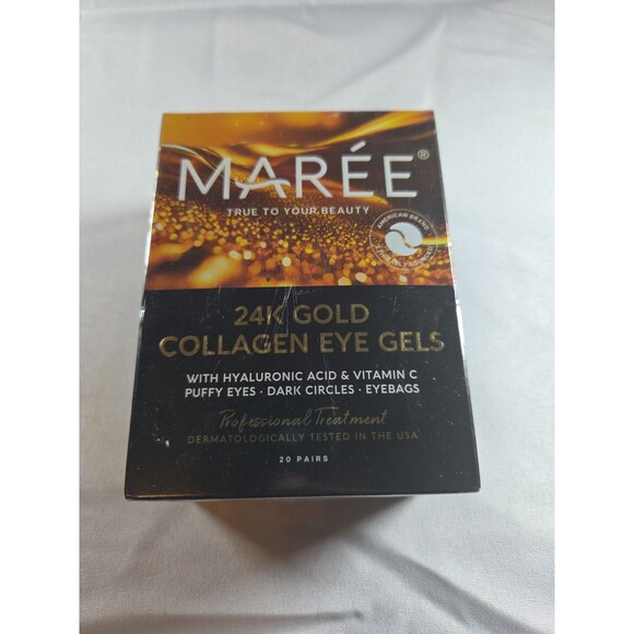 Maree 24k Gold Collagen Eye Gels Mask Collagen, Vitamin C 20 Pairs, Exp: 5/2026 - Picture 1 of 1